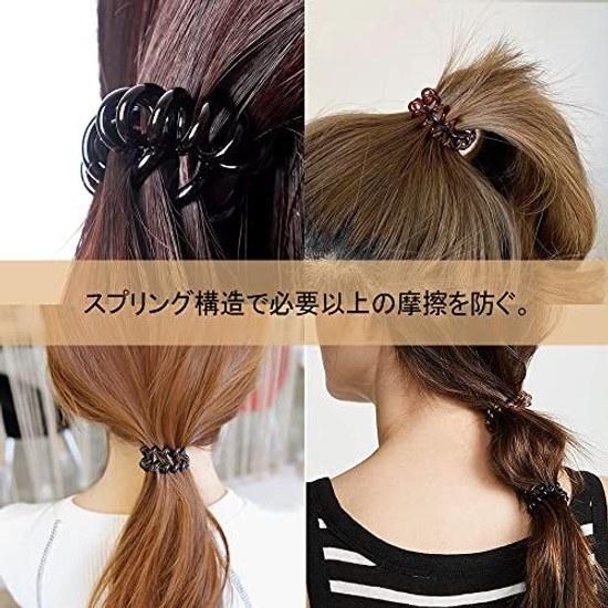 Spiral hair ties telephone cord type ponytail spring rubber coil coils durable no marks left (4 colors 8 pieces set)