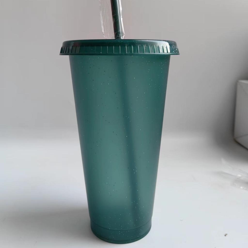 1PCS Flash Powder Tumbler with Straw Reusable Hard Plastic Cups for Party Girl BPA FREE Water Bottles Wholesale Holiday Gifts