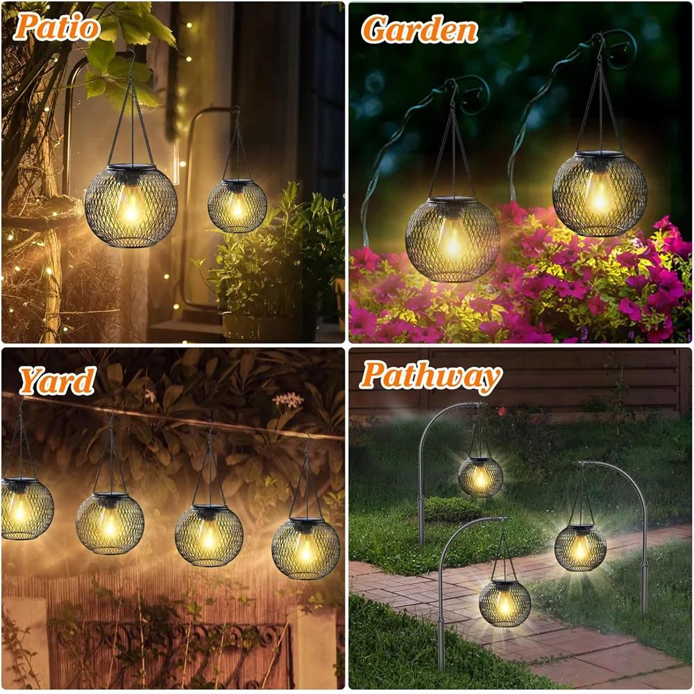 Solar Lantern 1/2pc LED Hanging Lights Outdoor Waterproof Garden Landscape Decoration for Backyard Fence Path