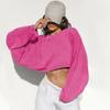 2025 Cross-Border Navel round Neck Hoodie European and American Women clothes Short Sports Bottoming Shirt T-shirt Knit Long sleeve Top