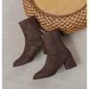 Inner height increase black thin boots short boots women's shoes 2025 autumn and winter new round head suede versatile small naked boots