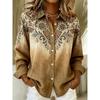 New khaki gradient retro floral print men's long sleeve shirt Bohemian casual pattern shirt clothing jacket