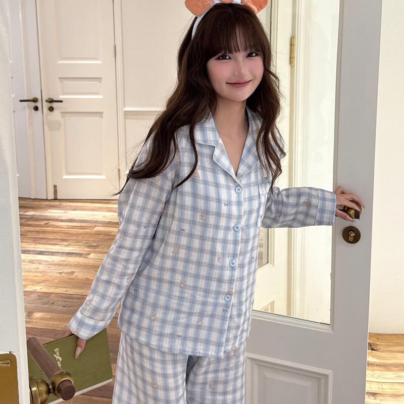 Yuzhaolin Sweet Plaid Women's Pajama Set