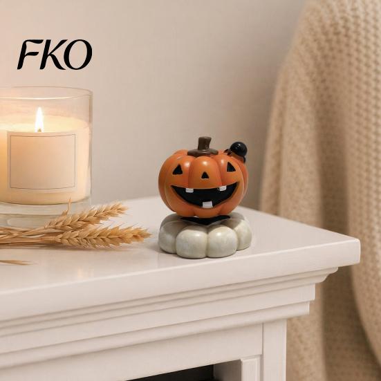 Indoor Halloween Ornaments Spooky Figurine, Small Resin Rotating Ghost Skull Pumpkin Gravestone Fall Farmhouse Decor Statue, Collectible Tabletop