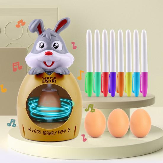 Egg Painting Machine Kit Bunny Spinner with 8 Colorful Markers And 3 Plastic Eggs Easter Egg Decorator Set for DIY Painting Easter Eggs