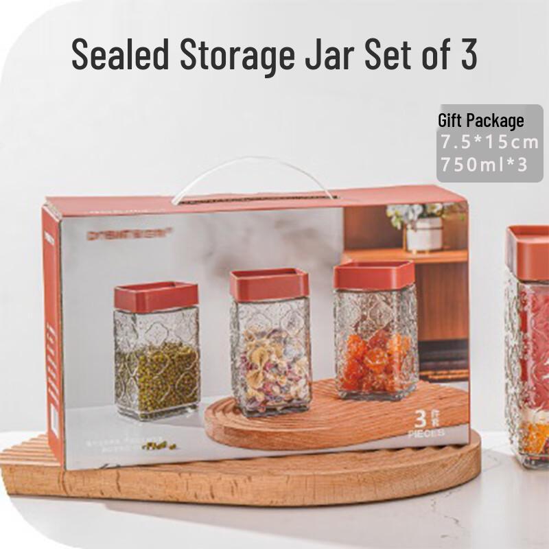 Bashi Ting 3-Piece Glass Storage Jar Set