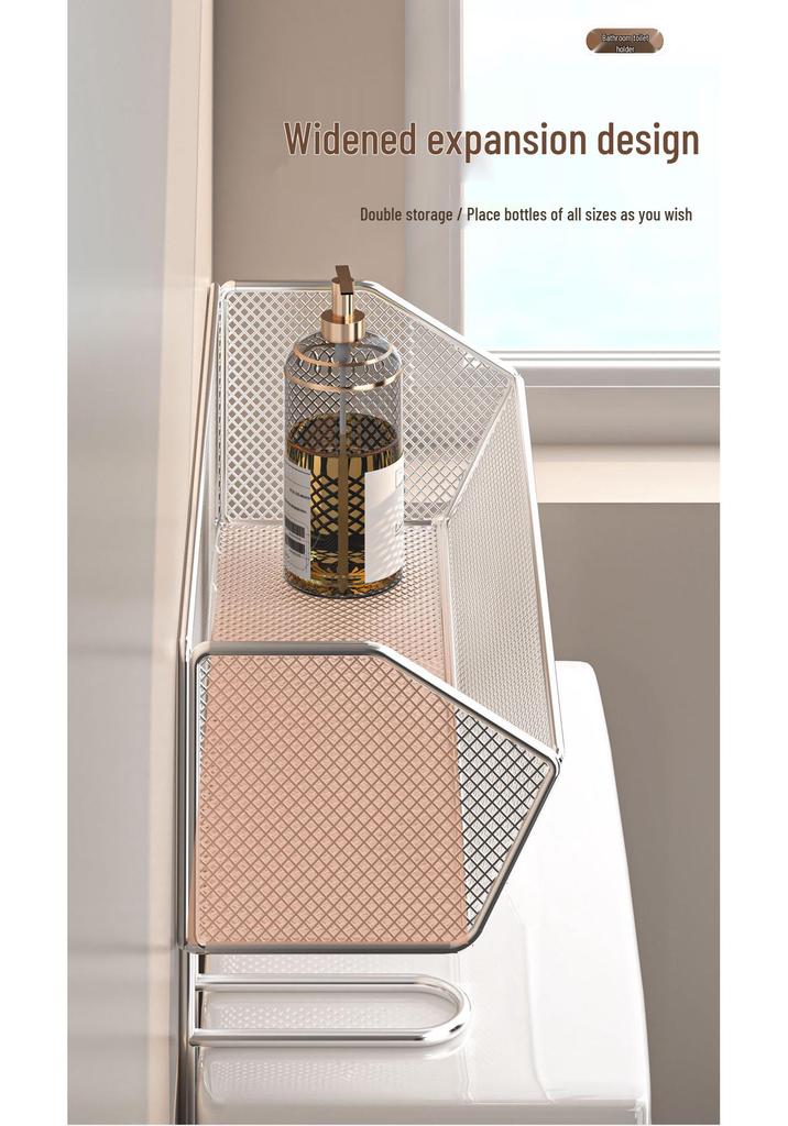 Stainless Steel Wall-Mounted Bathroom Shelf Above Toilet