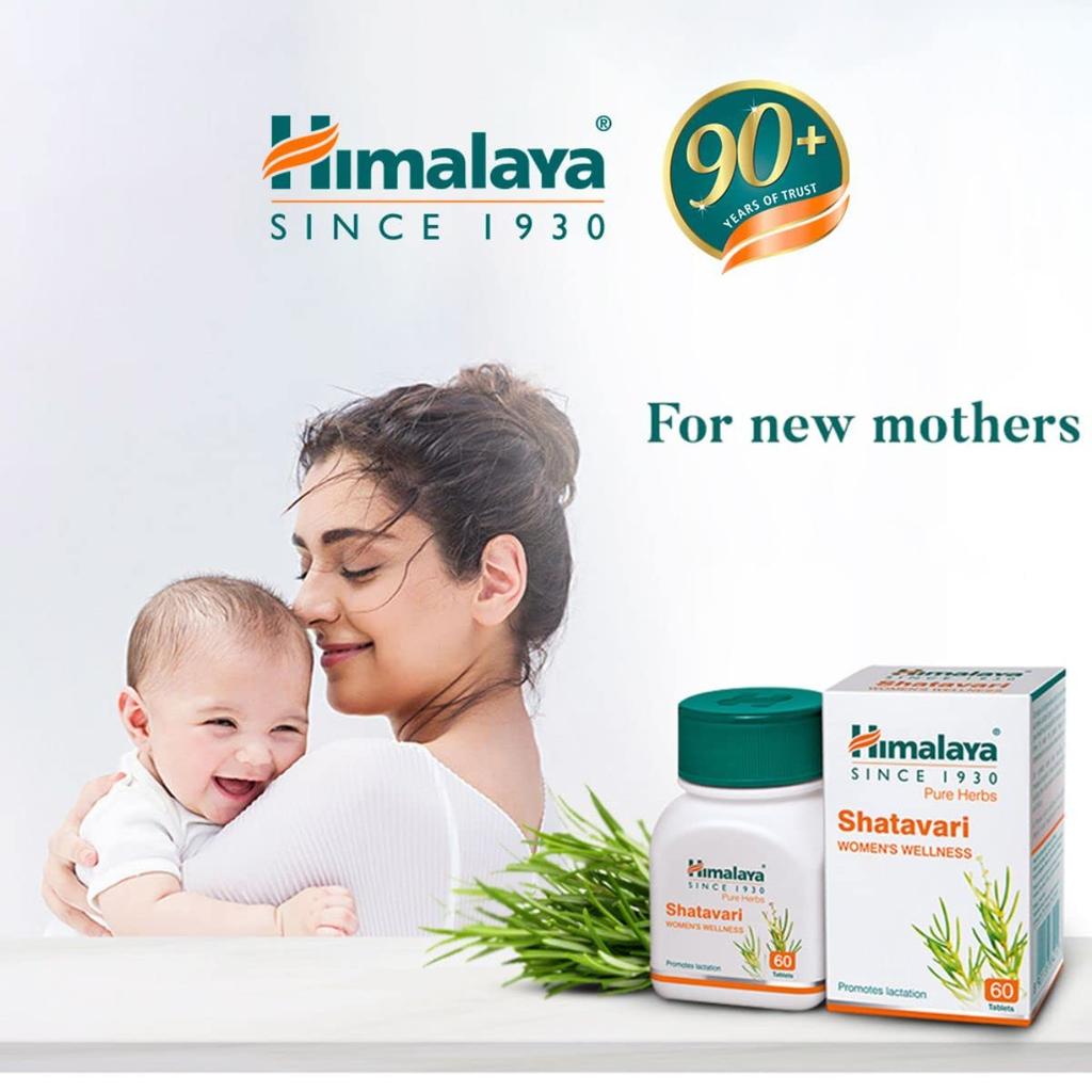 Himalaya 4 X Pure Herbs Shatavari Women's Wellness Tablets 60, Supports Lactation and Postpartum Health, Total 240 Tablets