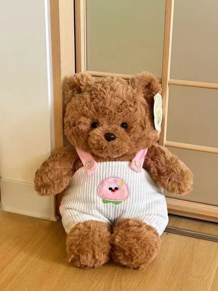 Ours en Peluche Salopette Poupée Poupée Habillée En Ours Dole Poupée en Chiffon Fille Cadeau d'Anniversaire 30cm 0.25kg