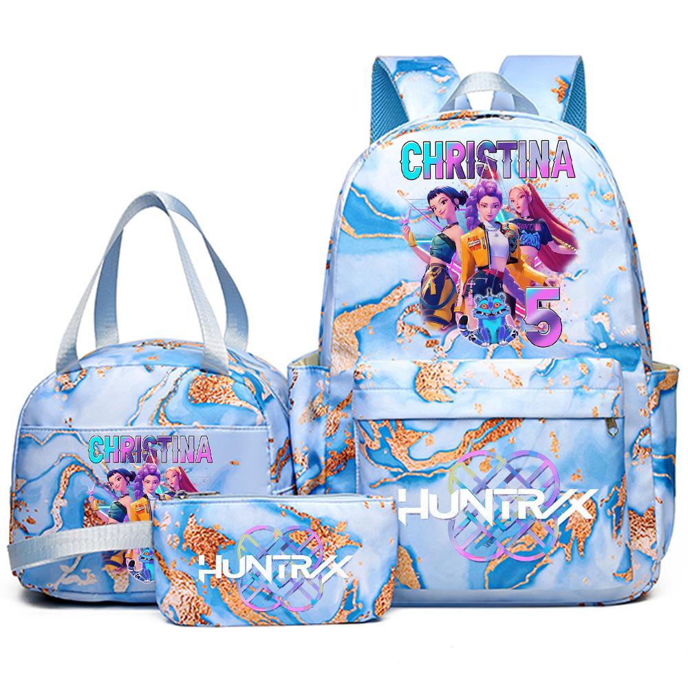 3Pcs/set Anime K-Pop Demon Hunters Printed Backpack Handbag Pencil Case for Teenager Student Bookbag Schoolbag Women Large Capacity Waterproof Bag