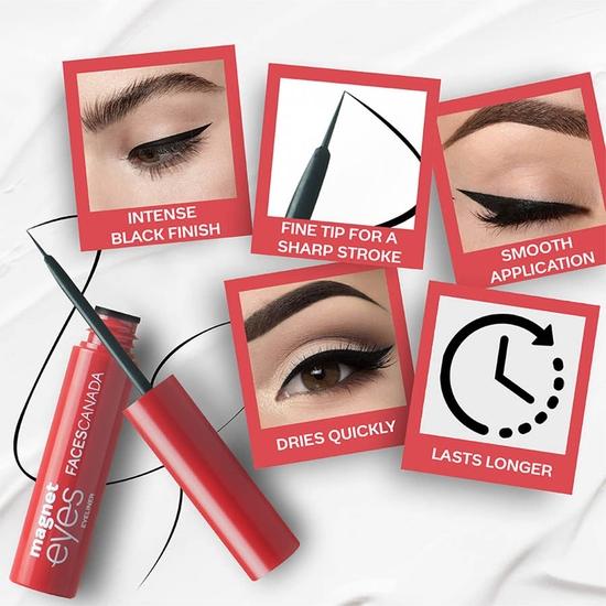 FACES CANADA Magneteyes Range Trio Pack - Black, 13.35 G | Kajal + Eyeliner + Mascara | Lightweight | Long Lasting | Smooth Texture