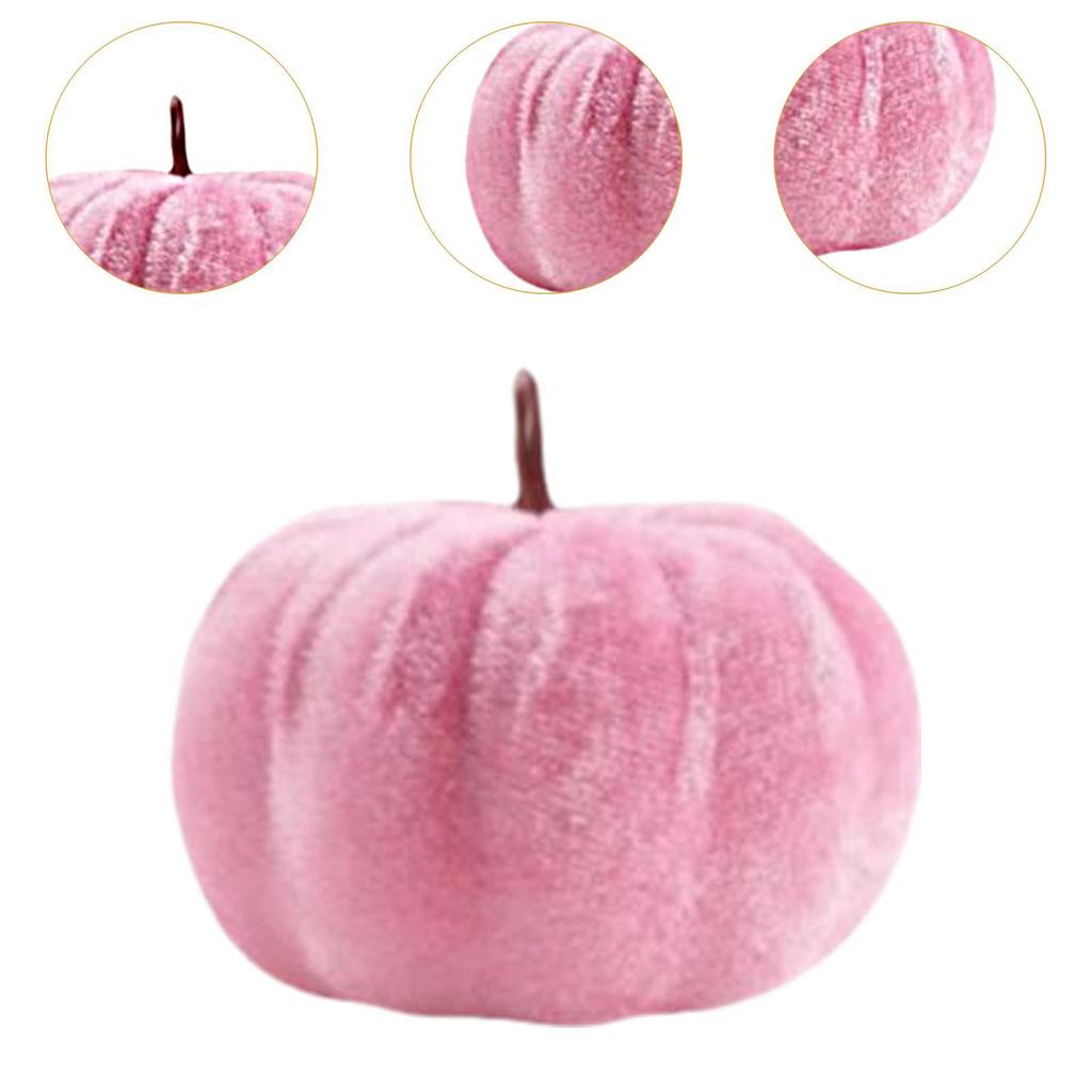 5x Halloween Velvet Pumpkins Pink Fall Autumn Decor Artificial Pumpkin, Halloween Decoration for Wedding Harvest, Farmhouse
