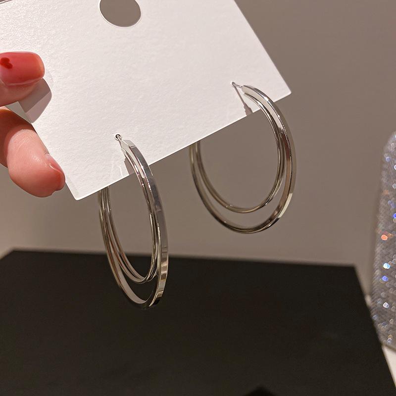 European and American Silver Needle Zircon Earrings: High-End, Versatile, Exaggerated Personality Design