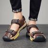 Men's Outdoor Top Layer Leather Large Size Beach Sandals Summer Casual Men's Vacation Beach Shoes Fashion Outdoor Non-Slip Beach Sandals