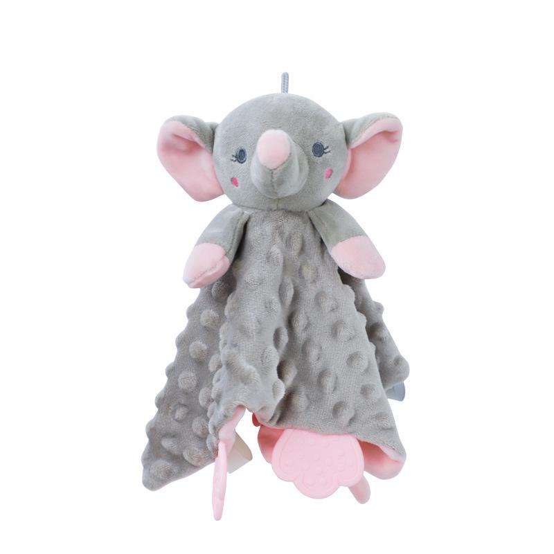 BBSKY Baby Animal Plush Toy: Cartoon Soothing Towel & Silicone Teether Rattle