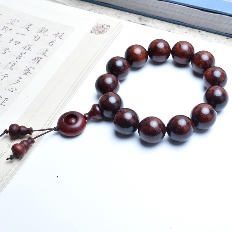Venus Old Material Small-Leaf Red Sandalwood Prayer Beads Chain - High Oil Density, Unisex, New Chinese Style Decoration Gift
