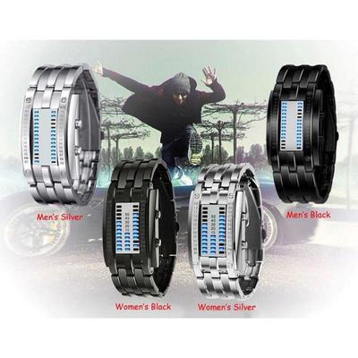 Technologie Binary Watch Pánské dámské hodinky s digitálním LED náramkem z nerezové oceli