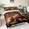 Halloween Bedding Set Black Cat Pumpkin 3D Printed Cozy Duvet Cover Set King Queen Twin Single Size Birthday Gift Bedroom Decor