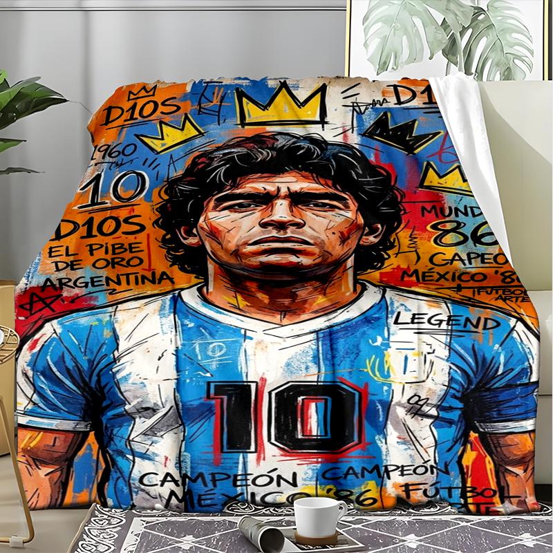Diego Maradona Print Flannel Blanket, Soft Warm Lightweight Throw Blanket for living Room,Sofa Bed Camping office