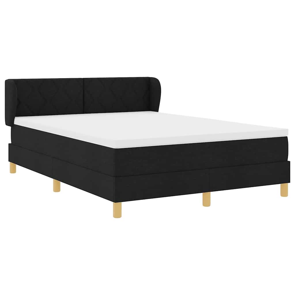 Box Spring Bed with Headboard Black 140 x 190 cm Fabric