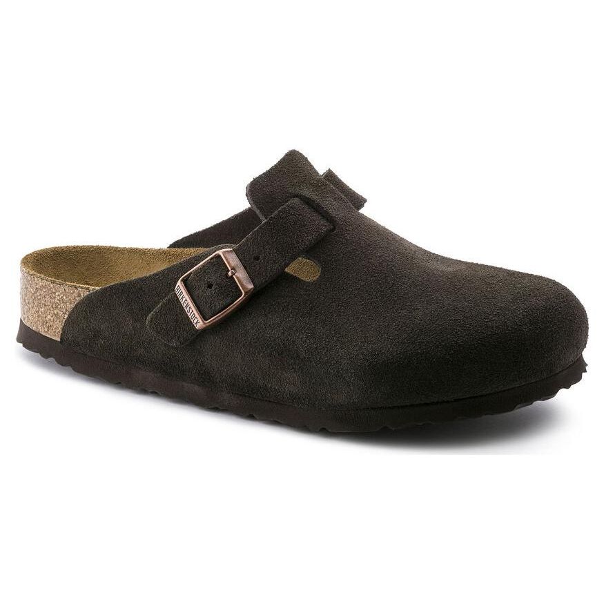 Birkenstock Boston Soft Footbed Suede Mocha Unisex Sandals Brown 0660463