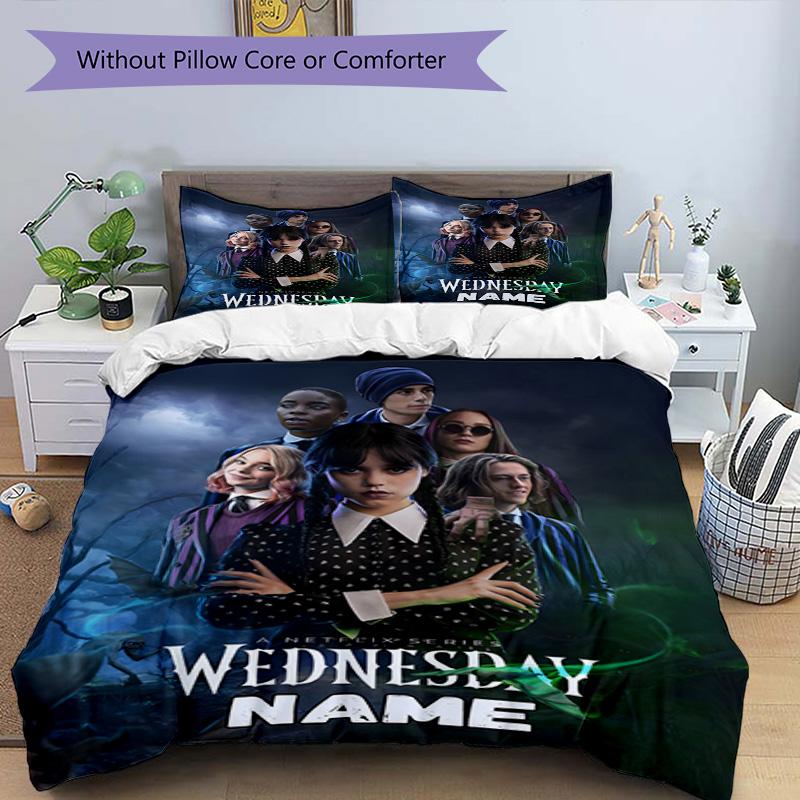Wednesday's Enigmatic Journey 3-Piece Bedding Set, Soft Duvet Cover with 12 Pillowcases, Bedroom Home Decoration