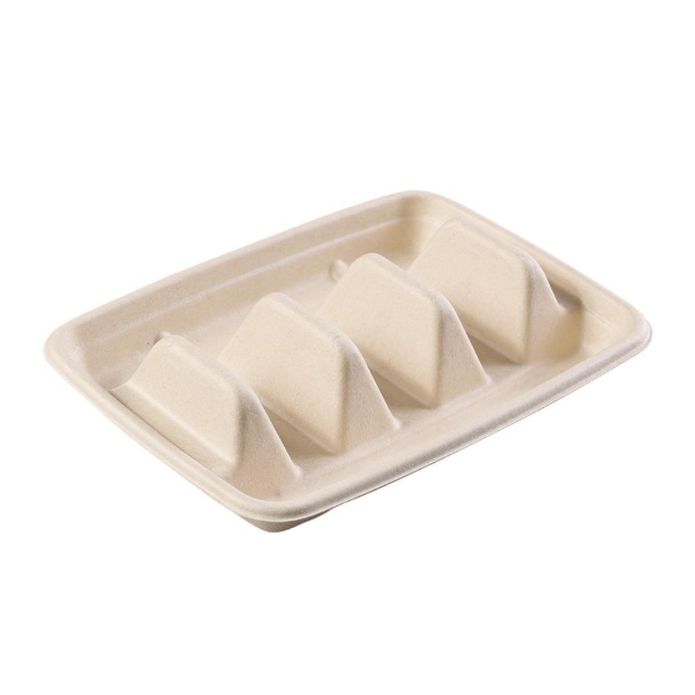 50Pcs 3 Compartments Disposable Taco Plates with Lid Taco Serving Tray Taco Holder  Restaurant