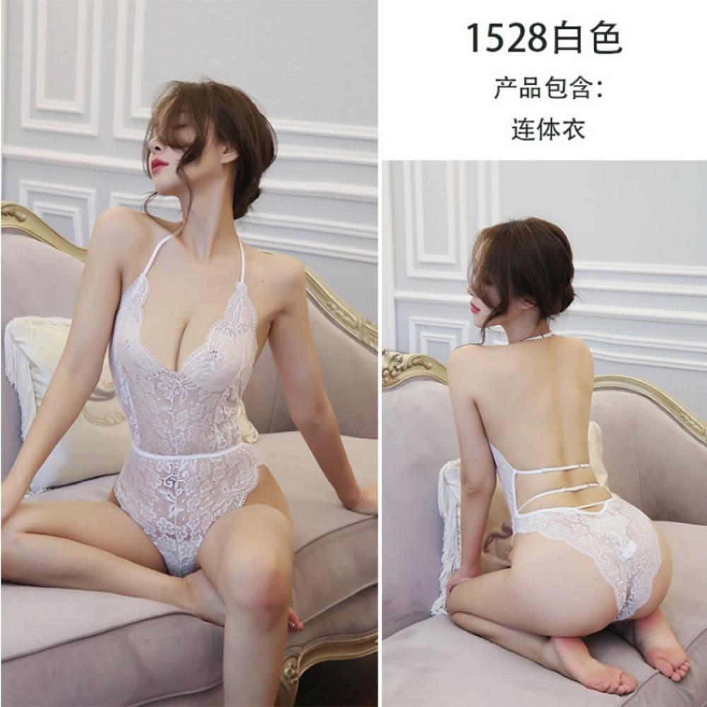 Sex Underwear, Women's Sexy Neck Halter Lace Triangle Onesie, Sex Underwear Set, One Piece with Hair.