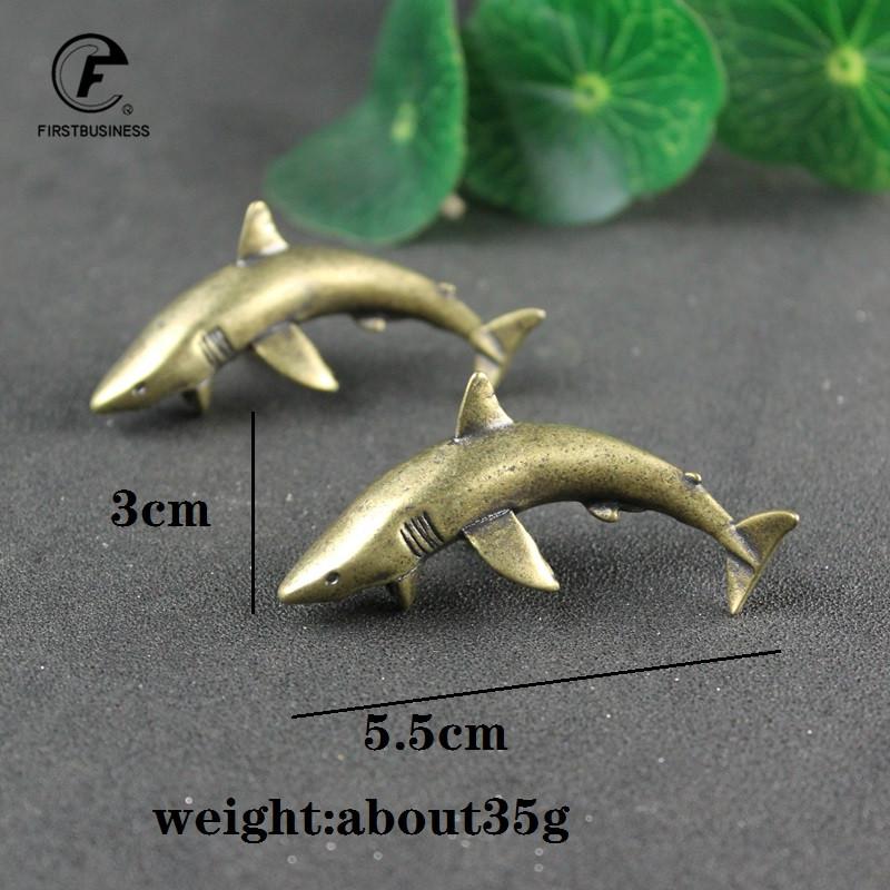 Sea Animal Shark Figurines Miniatures Retro Brass Office Desktop Crafts Ornament Gifts Home Decorations Living Room Accessories
