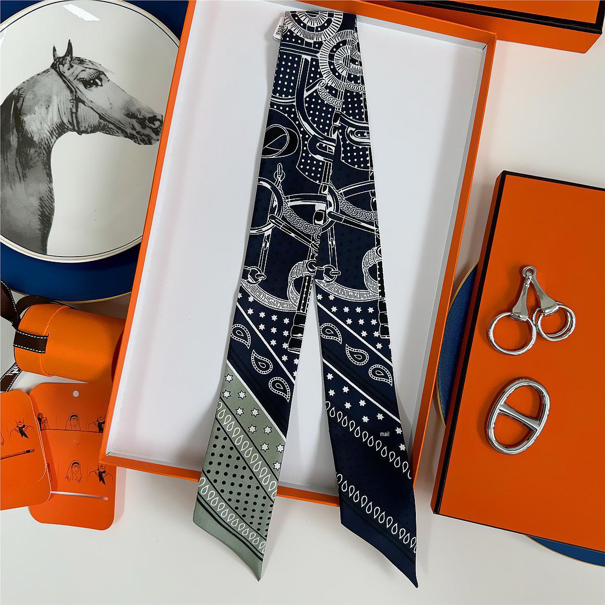 

Летний двухсторонний шарф из шелковой ленты Mulberry 2024 года, светло-серый твил 18 момми, универсальный браслет 86 x 5 cm