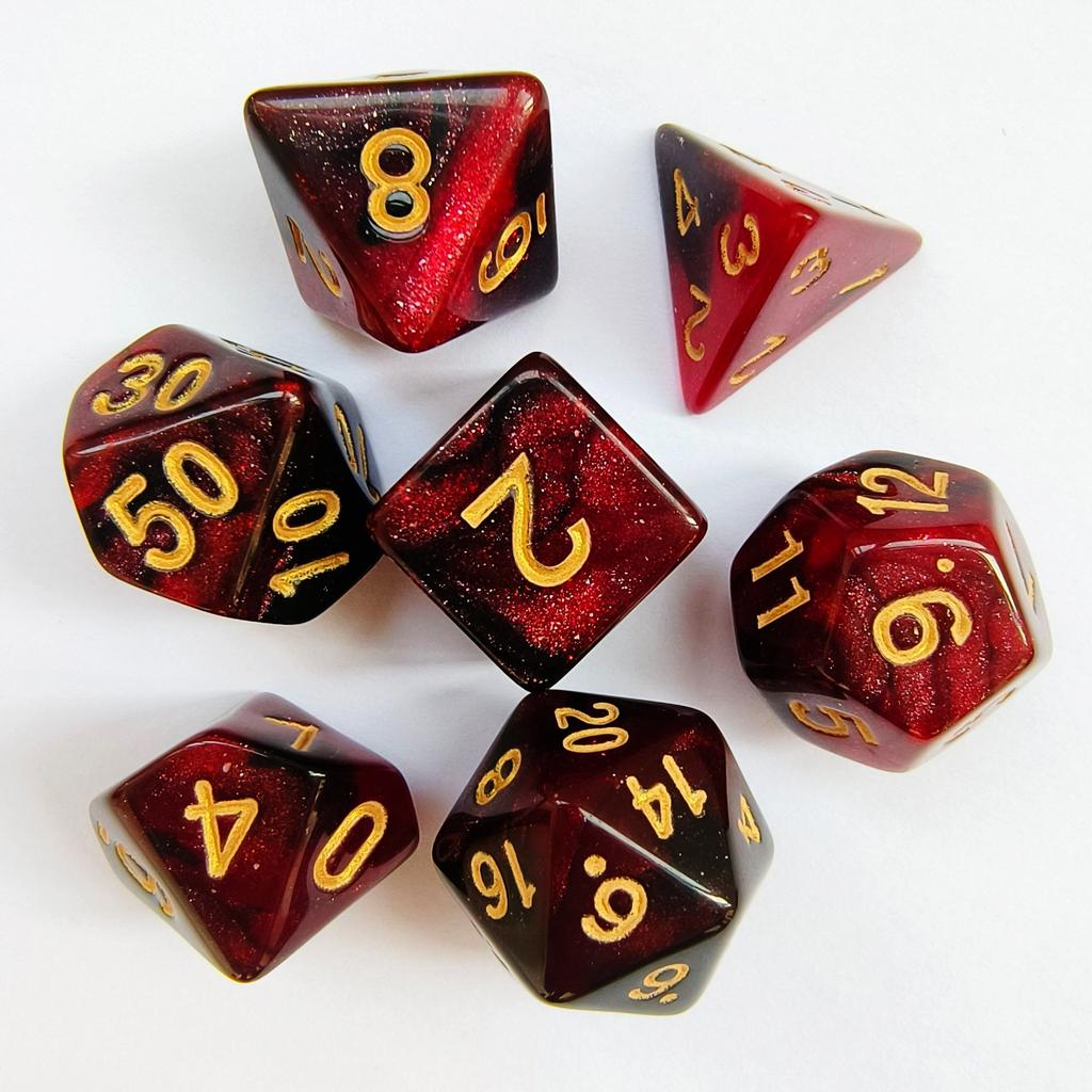 Mixed Color Glitter Dnd Dice Polyhedron Dice Set 7-Piece D4 D6 D8 D10 D10% D12 D20 For Rpg Role Playing Game Math Teaching