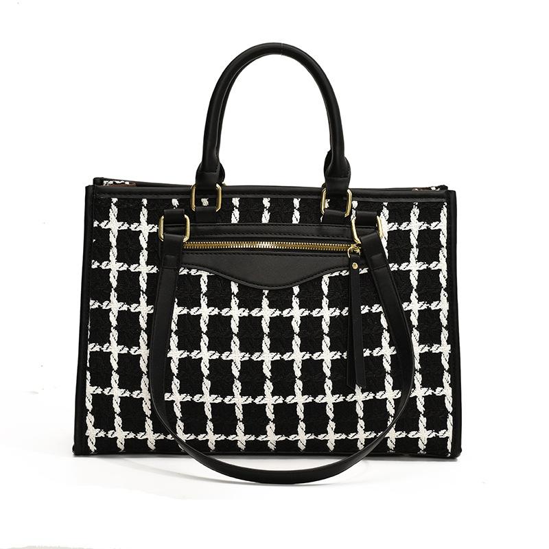 Niche bags, new bags, women's bags, fashionable commuting, thousand bird grid shoulder bags, large-capacity tote bags.