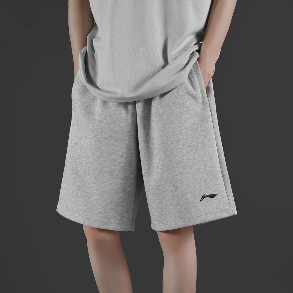 Li-Ning Comfortable Breathable Loose Fit Five-Point Shorts Unisex shorts Light-Gray AKSW623-2