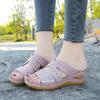 Summer Women  Wedges Sandals Premium Orthopedic Open Toe Sandals Vintage Anti-slip Leather Casual Female Platform Retro Slippers