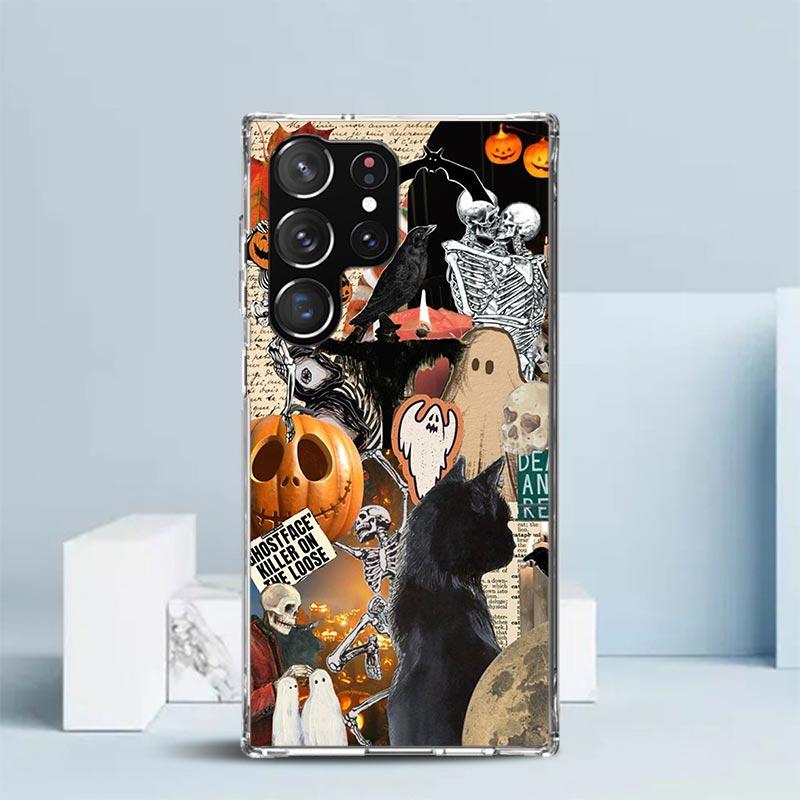 October Fall Halloween Spooky Pumpkin Phone Case For Samsung Galaxy S24 S25 Edge S26 Ultra S22 S23 Plus S21 + S20 FE Soft TPU Ba