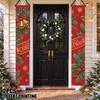 2D Flat, 2D Flat Printing 2pcs Christmas Bells Holly Pinecones Party Banners, Christmas Decorations, Christmas Doorway Couplets, 2D Flat