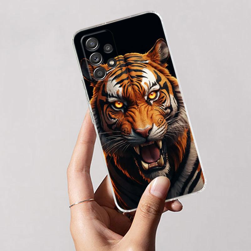 Tiger Animal Clear Soft Phone Case For Samsung Galaxy A56 A57 A37 A55 A54 A36 A35 A26 A25 A16 A17 A07 A52 A34 A73 A53 A21s Cover