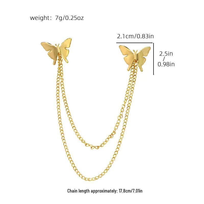 Butterfly Luminous Metal Tassel Brooch – Elegant & Versatile Alloy Accessory