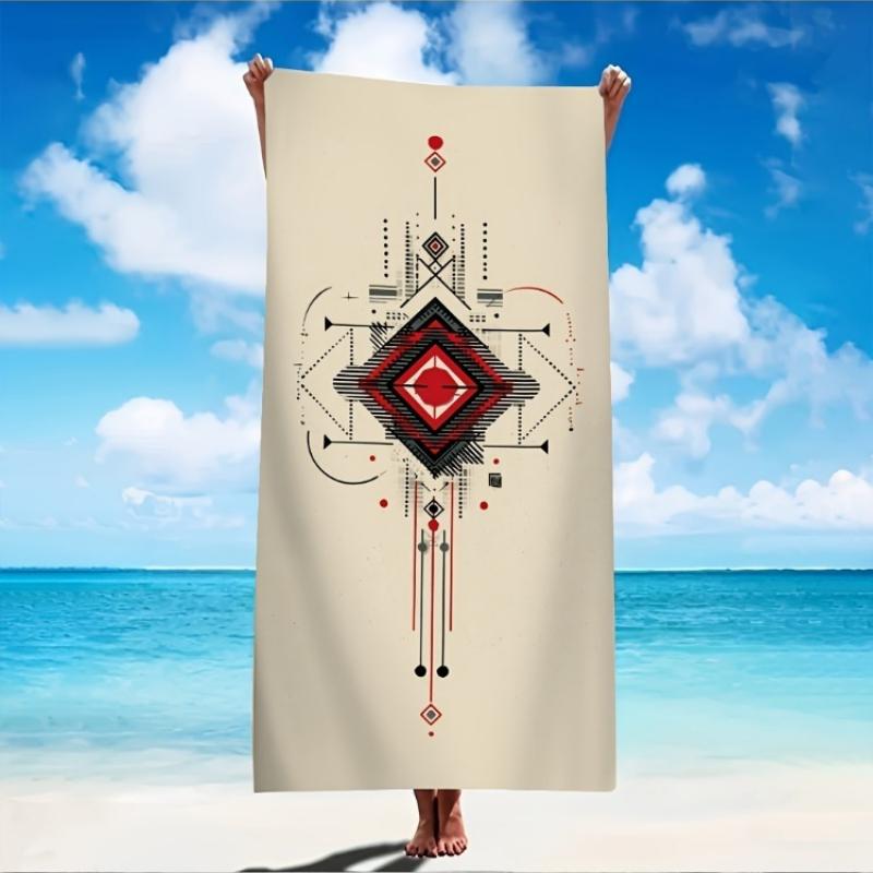 

1pc Tropical Abstract Tribal Totem Beach Towel - Soft Microfiber, Fluffy & Versatile for Travel, Cruise, and Beach Perfect Gift W30*H60(CM)