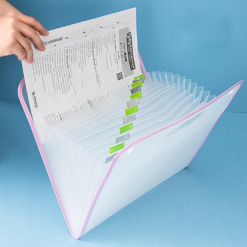 13 Pocket File Folders Portable A4 Letter Size Accordian Document Organizer Handheld Bag For Classroom Office Home Storage