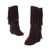 Autumn Winter Women Boots Fashion Tassel Suede Women's High Boots Luxury Casual 3cm Low Heels Fashion Long Party Shoes Female