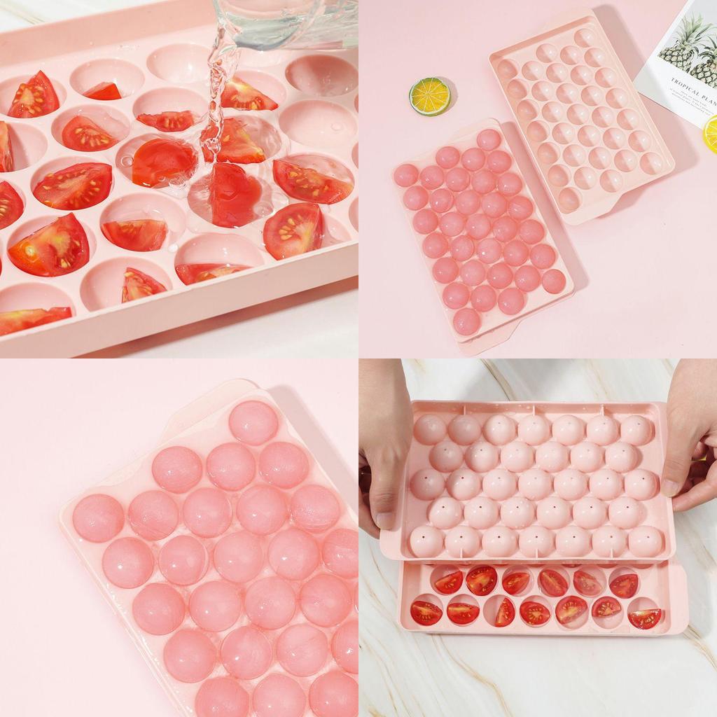 Vielseitige Runde Eiswürfelschale mit Deckel Lebensmittelgeeignete Kunststoffform für Erfrischungsgetränke