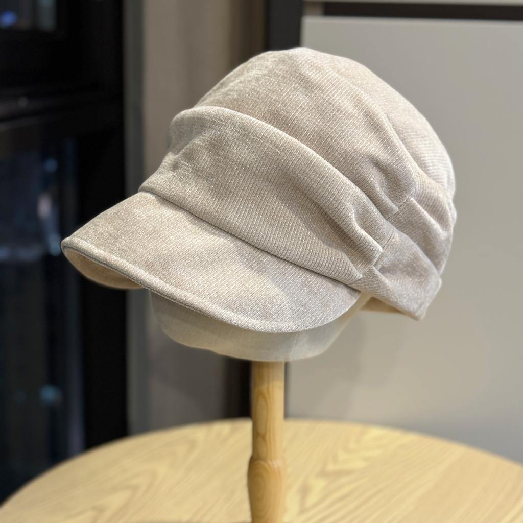 Korean Style Irregular Pleated Bright Silk Cloud Equestrian Hat for Women In Autumn and Winter New Versatile Casual Face Showing Beret