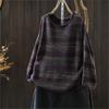 Women Vintage Winter Purple Sweaters O-Neck Long Sleeve Striped Knitted Female Casual Soft Sweaters