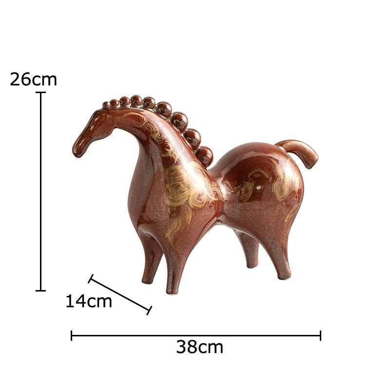 

Chinese Style Red Horse Ceramic Handicraft Ornaments Desk Decoration Creative Artwork Horse Sculpture Room Aesthetic Decor