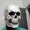 Halloween Animated Talking Mask Glowing Green Eyes Skull Mask Animated Moving Jaw Skull Realistic Halloween Prop Full Head Halloween Skull Mask