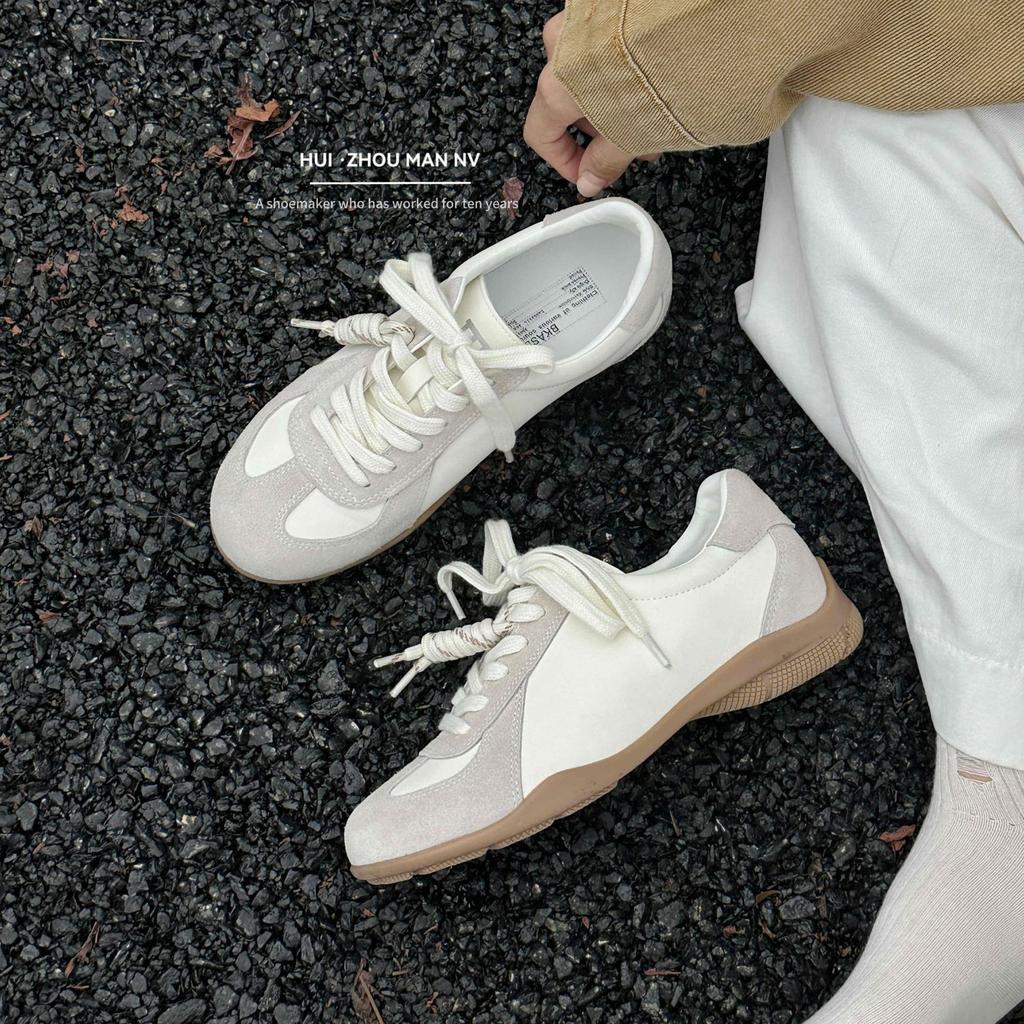 Leather Retro Inner Height Increase German Training Shoes Women's 2025 New Versatile Casual Sports Shoes Color Matching Forrest Gump Shoes Board Shoe