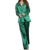 (size M) Women's Soft Silk Satin Long Sleeve Sleepwear Pajamas Set 25-26
