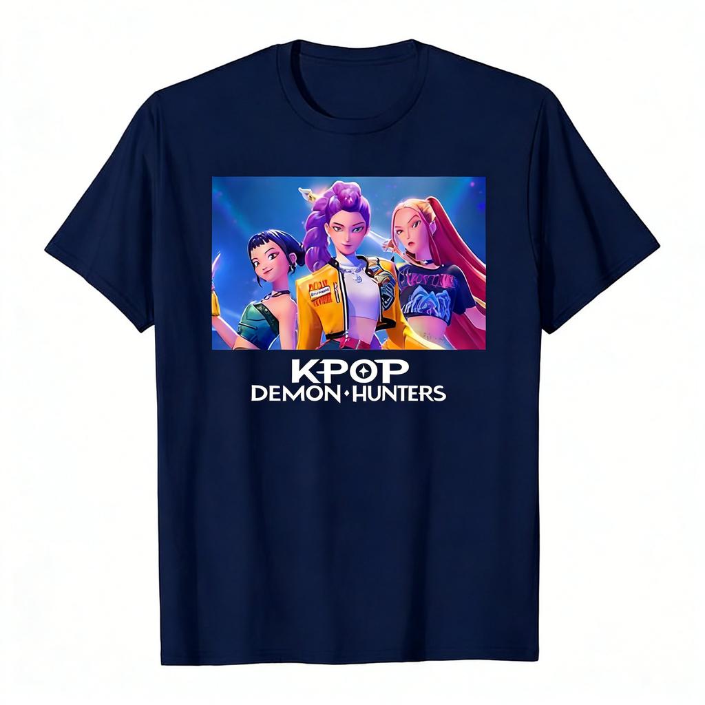 Camiseta Gráfica de Cazadores de Demonios Kpop Anime para Mujer Hombre Manga Corta 2026 Verano Streetwear Estampado de Grupo de Chicas Coreanas Tops de Moda