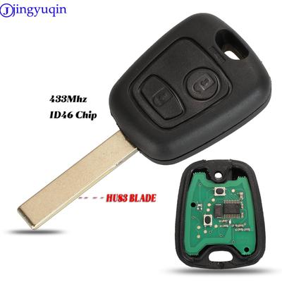 Jingyuqin Klíč dálkového ovládání auta 2 tlačítka ASK 433MHz Pro PEUGEOT 207 307 Klíč od auta Bezklíčový Fob Čip PCF7961 HU83 Čepel